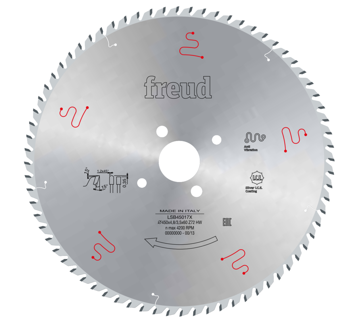 

Пила дисковая Freud 450х4,8х30 Z72, HM LSB45016