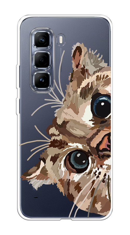 

Чехол на Infinix Hot 50 Pro Любопытный кот, Коричневый;синий;черный, 3106950-1