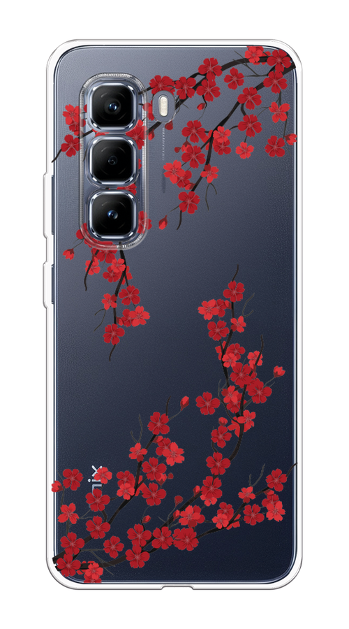 

Чехол на Infinix Hot 50 Pro Красная сакура, Красный;черный, 3106950-1