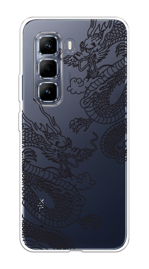 

Чехол на Infinix Hot 50 Pro Два китайских дракона, Серый;черный, 3106950-1