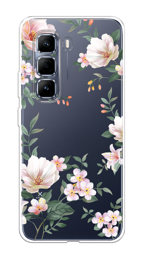 

Чехол на Infinix Hot 50 Pro Beautiful white flowers, Бежевый;зеленый, 3106950-1