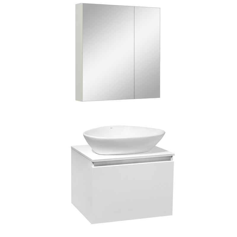 Мебель для ванной Бари 60 белый, умывальник TERZO 60, с зеркалом Лада 60 белый