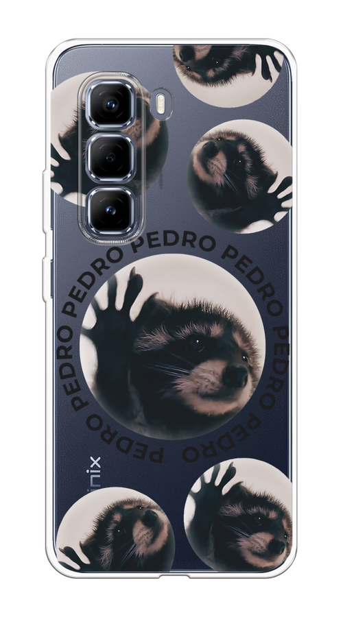

Чехол на Infinix Hot 50 Pro Pedro енот, Черный;бежевый;прозрачный, 3106950-1