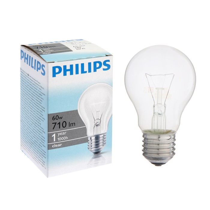 

Лампа накаливания Philips Stan A55 CL 1CT/6х10F, E27, 60 Вт, 230 В