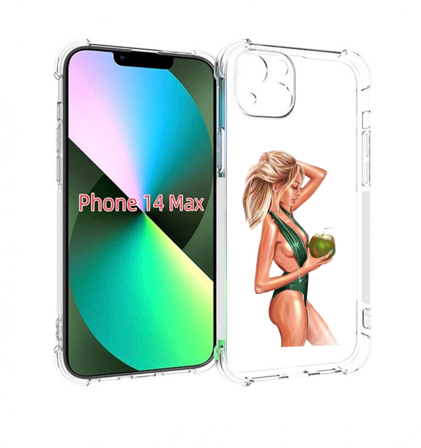 Чехол MyPads девушка-с-кокосом-в-зеленом-купальнике женский для iPhone 14 Plus (6.7)