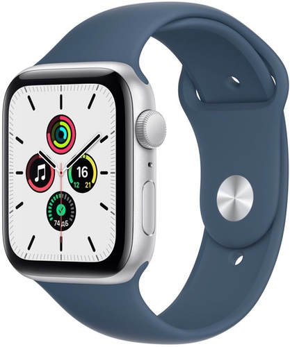фото Смарт-часы apple watch se gps, 44mm silver with abyss blue sport band