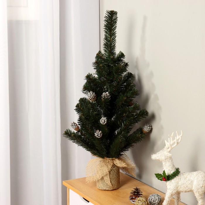 

Ёлка искусственная настольная Интерьерная Премиум 70 см (шишки серебро )