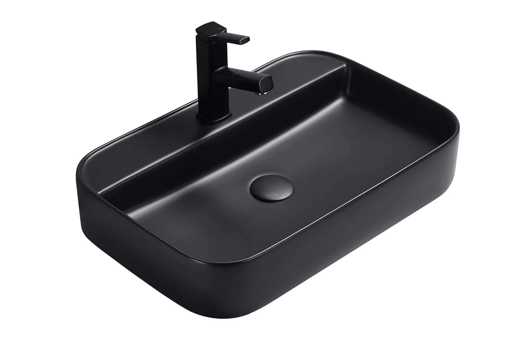 Накладная черная матовая раковина для ванной GiD Bm9660 прямоугольная керамическая