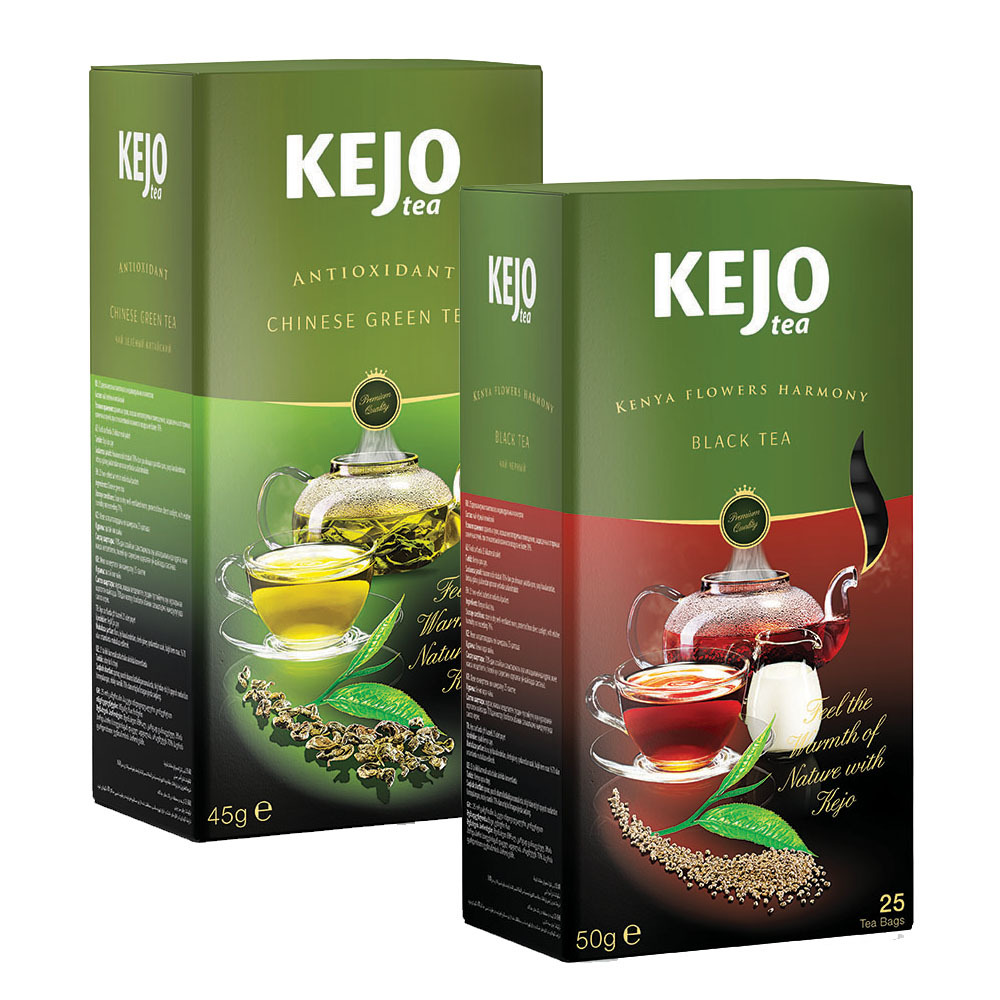 

Набор чая KEJOfoods Зеленый китайский 25 пакетиков, Кения черный 25 пакетиков