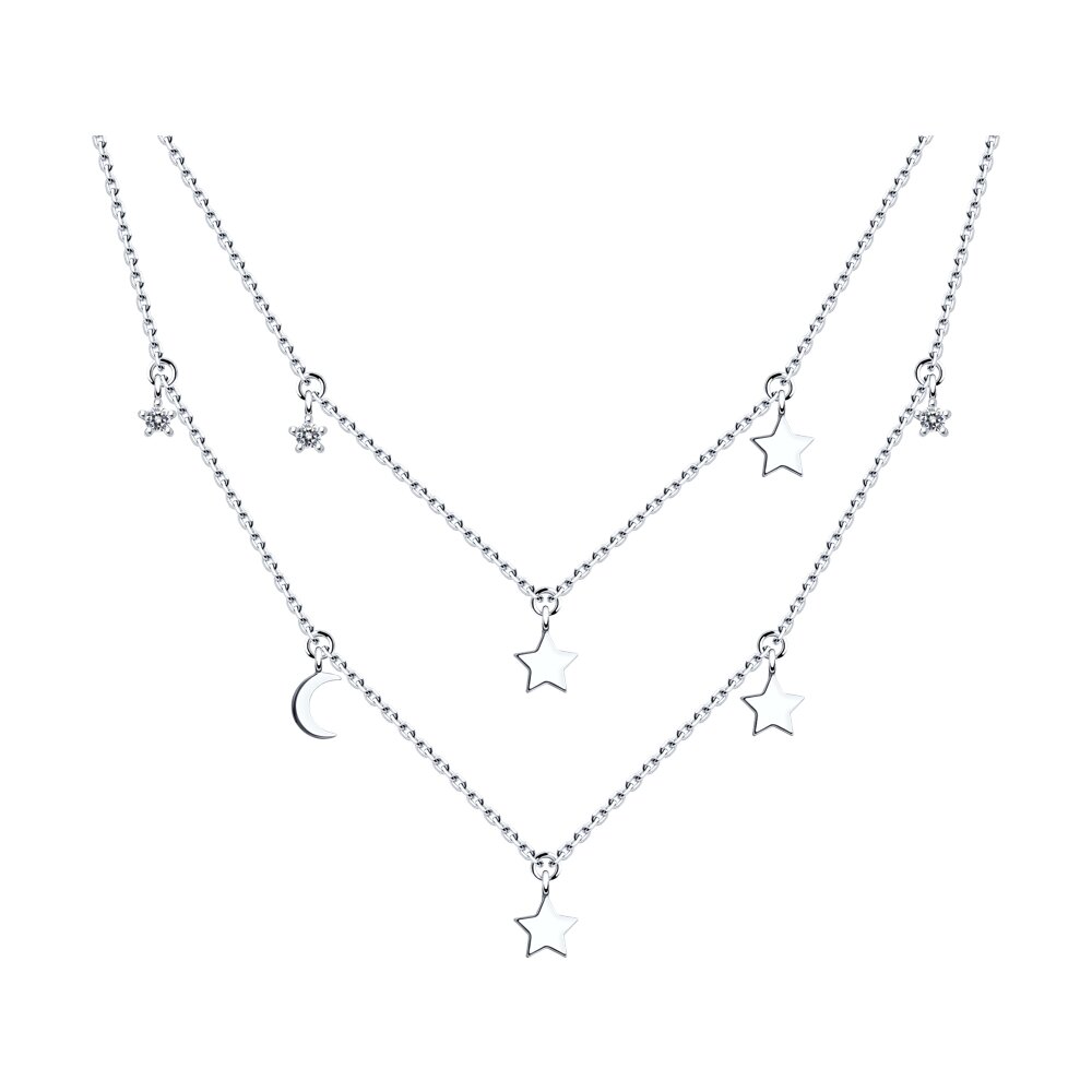 

Ожерелье из серебра 38 см SOKOLOV 94070678-9, фианит, 94070678-9