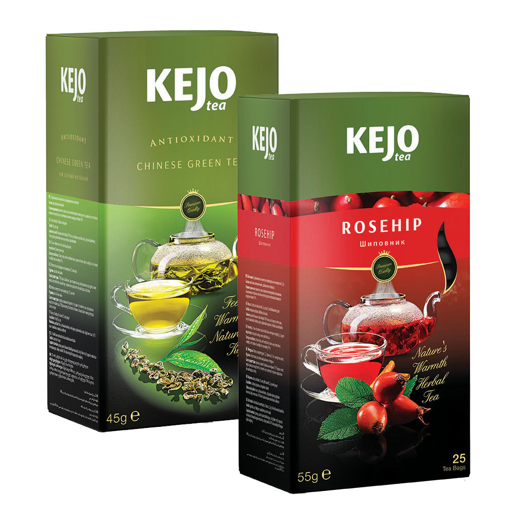 

Набор чая KEJOfoods Зеленый китайский 25 пакетиков, Шиповник 25 пакетиков