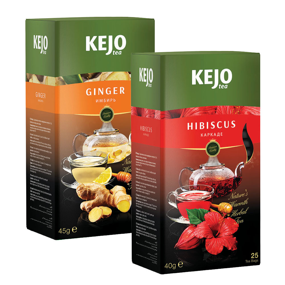 

Набор чая KEJOfoods Имбирь 25 пакетиков, Каркаде 25 пакетиков