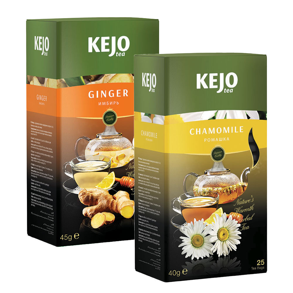 

Набор чая KEJOfoods Имбирь 25 пакетиков, Ромашка 25 пакетиков