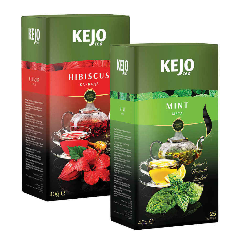 

Набор чая KEJOfoods Каркаде 25 пакетиков, Мята 25 пакетиков