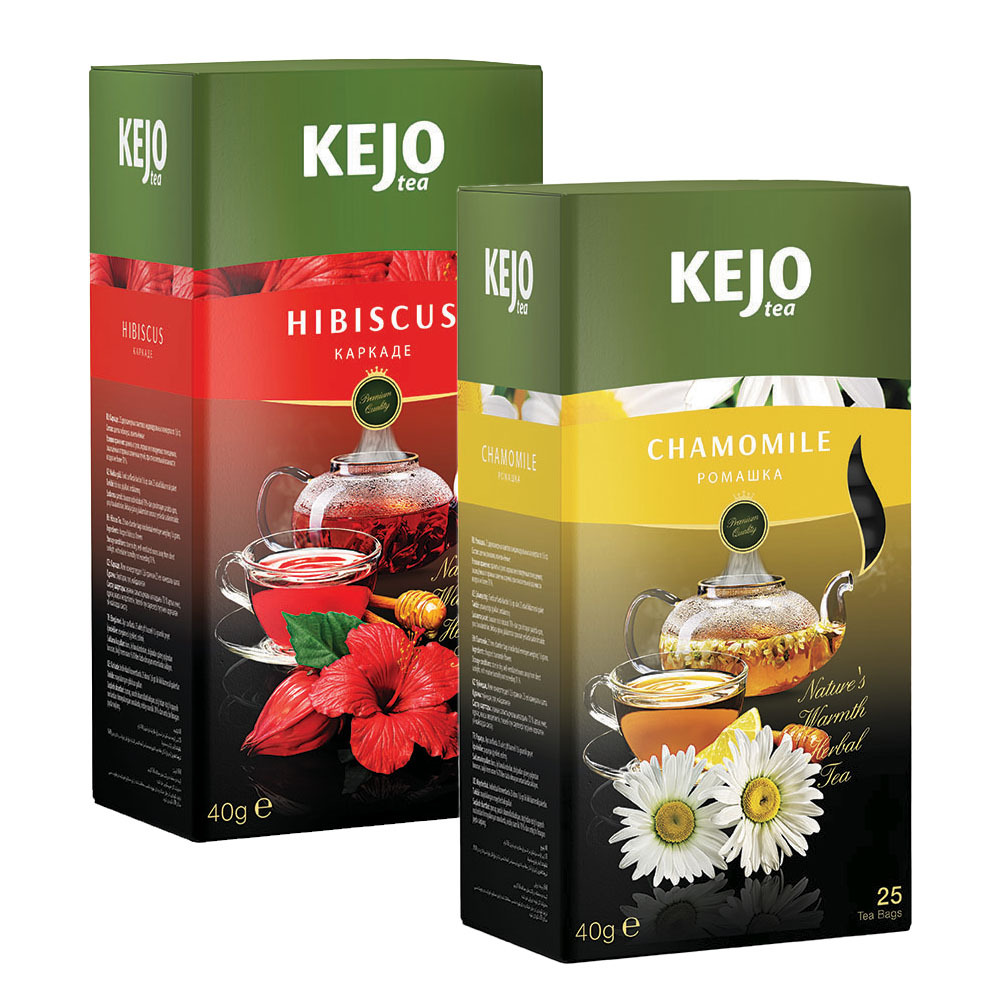 Набор чая KEJOfoods Каркаде 25 пакетиков, Ромашка 25 пакетиков