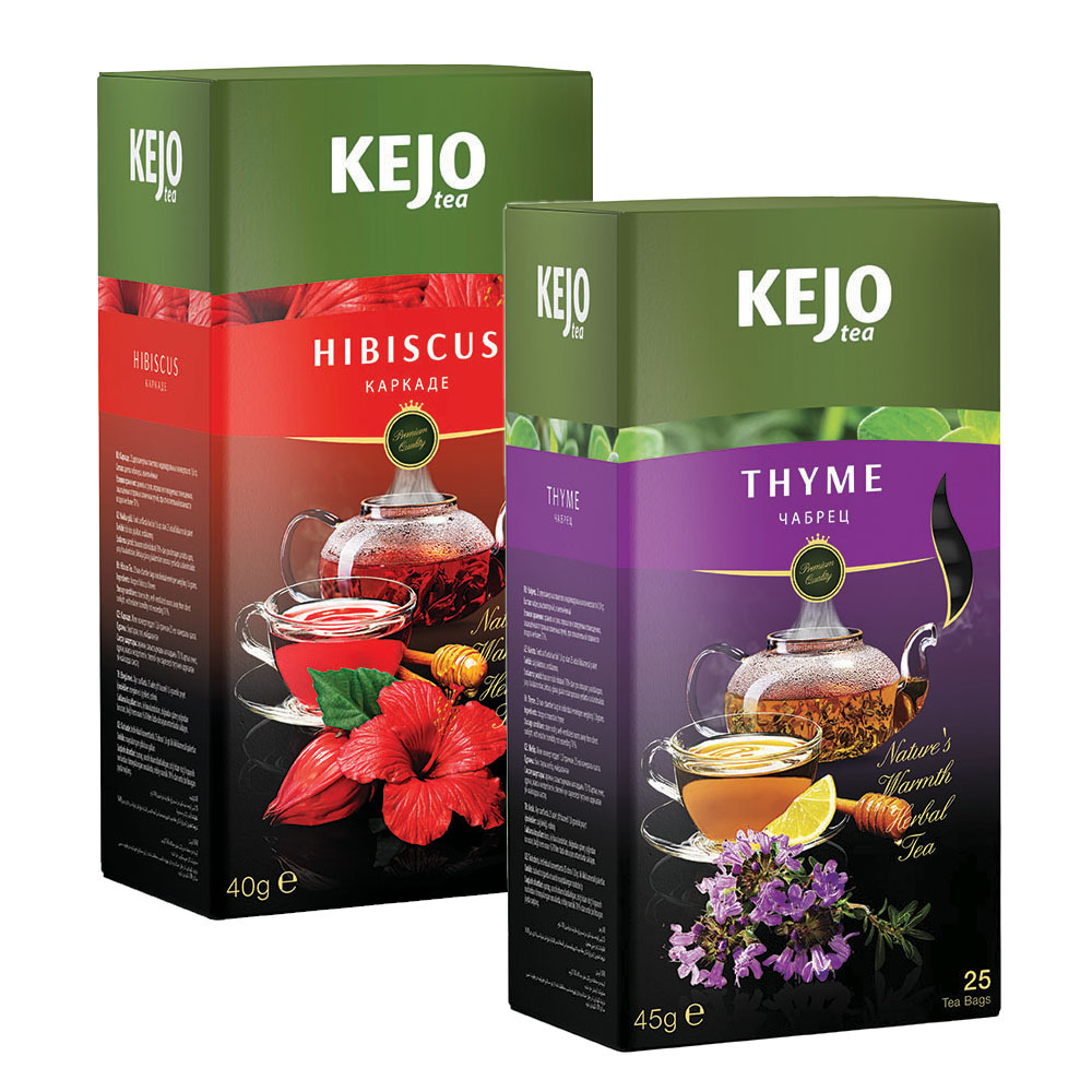 Набор чая KEJOfoods Каркаде 25 пакетиков, Чабрец 25 пакетиков