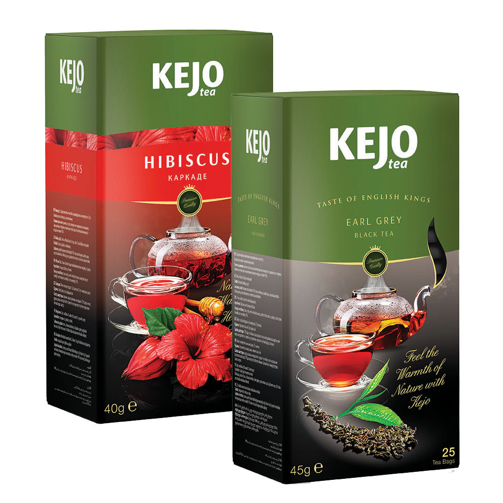 

Набор чая KEJOfoods Каркаде 25 пакетиков, Эрл Грей черный 25 пакетиков