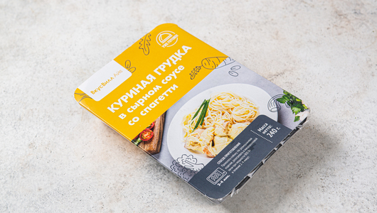 

Куриная грудка ВкусВилл в сырном соусе со спагетти замороженная 240 г