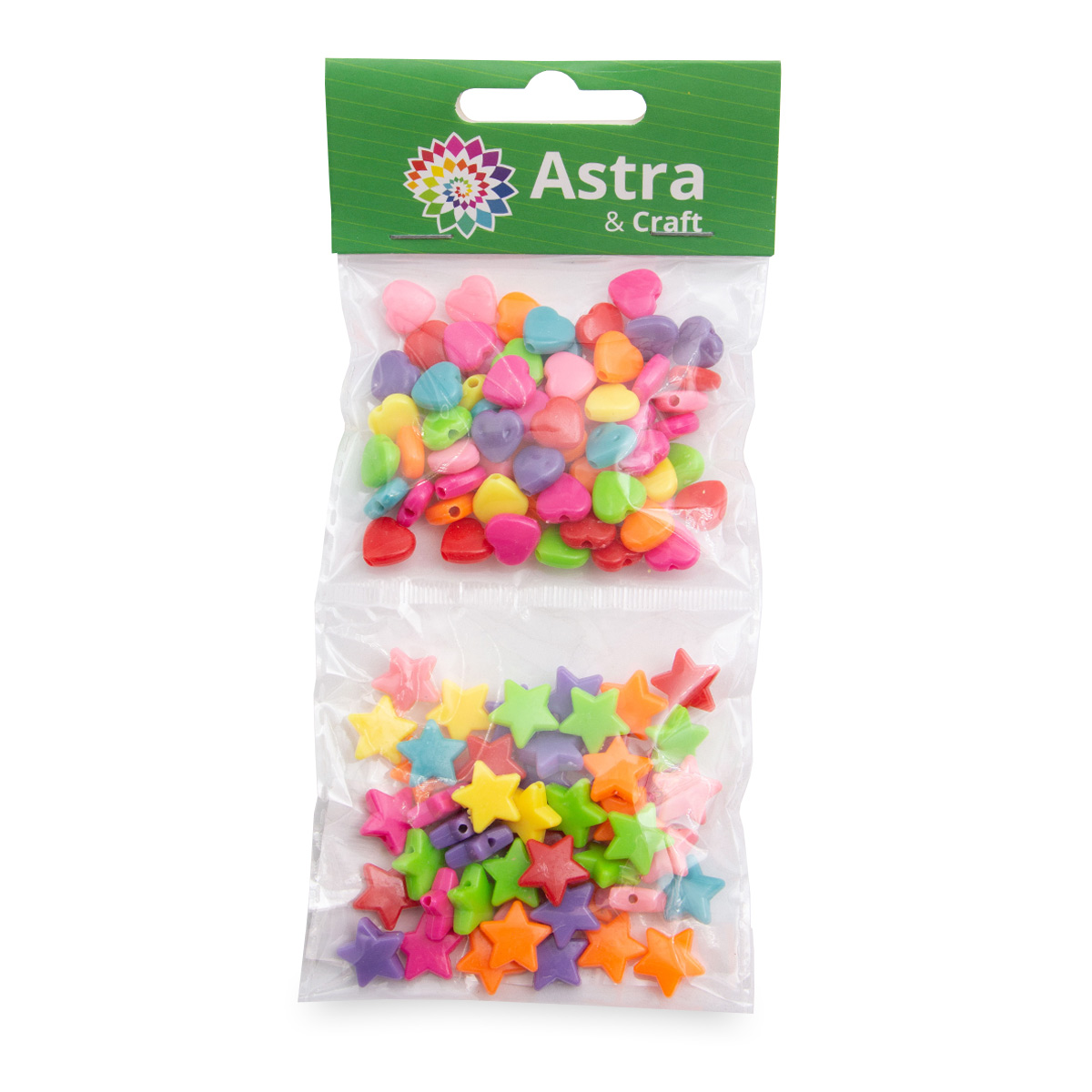 Бусины Astra&Craft Звездочки и сердечки, пластик, 2*20гр