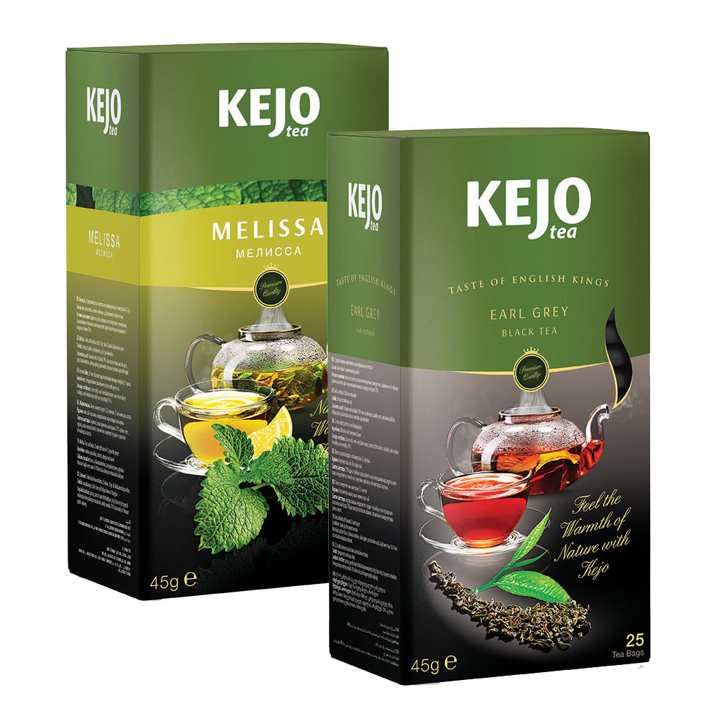 

Набор чая KEJOfoods Мелисса 25 пакетиков, Эрл Грей черный 25 пакетиков