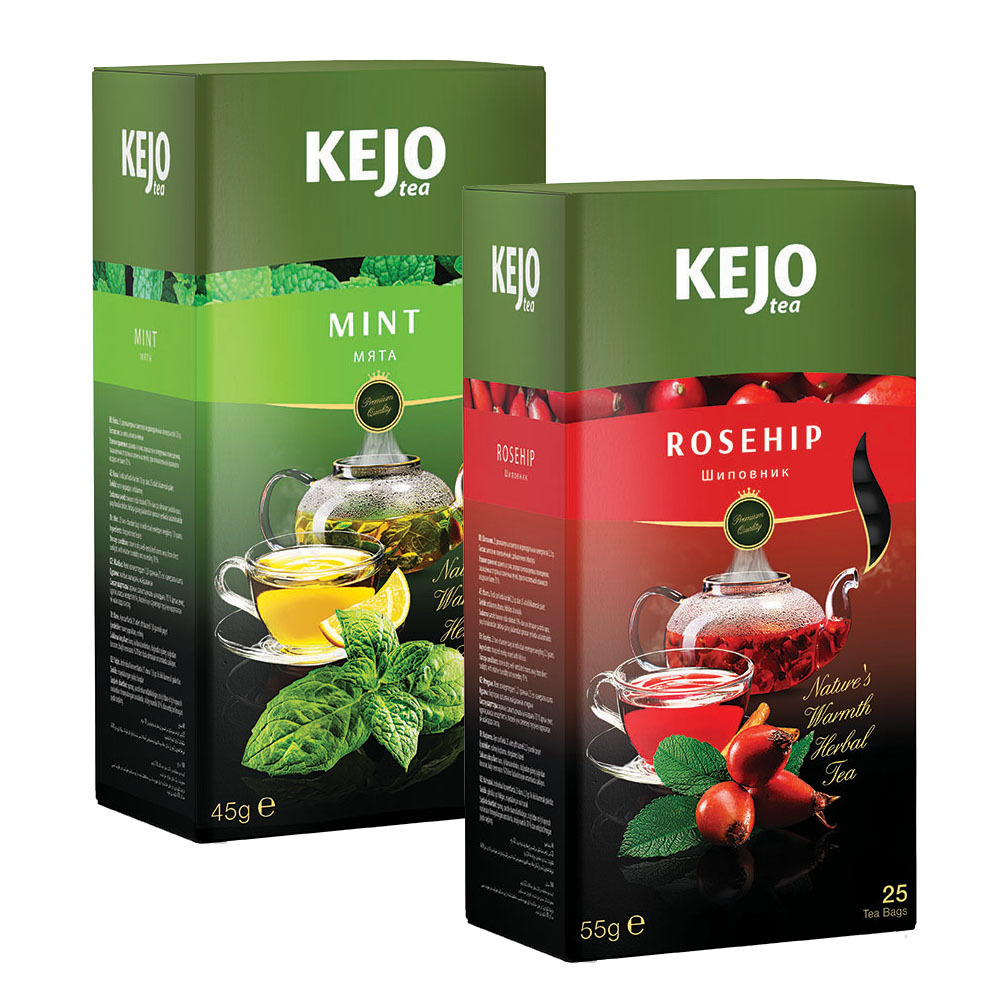 

Набор чая KEJOfoods Мята 25 пакетиков, Шиповник 25 пакетиков