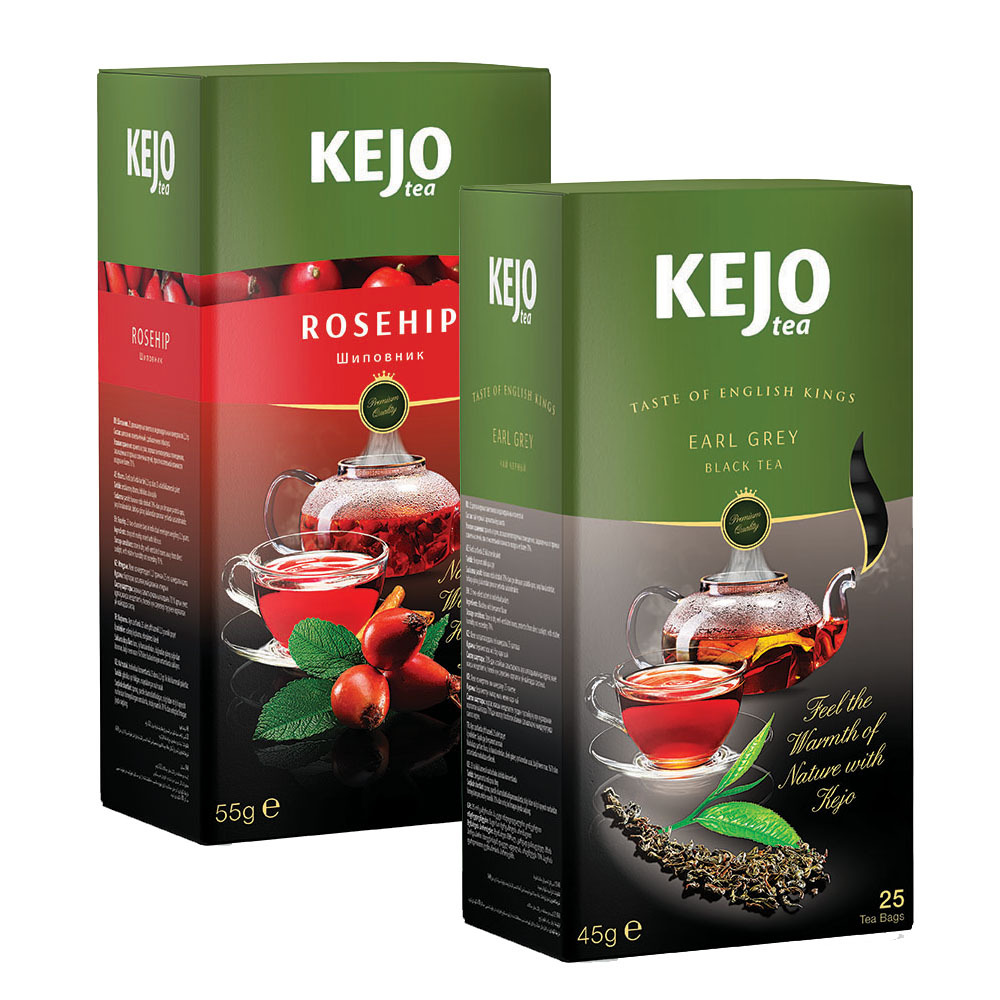 

Набор чая KEJOfoods Шиповник 25 пакетиков, Эрл Грей черный 25 пакетиков