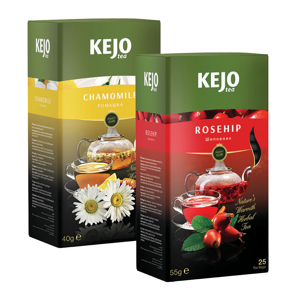 

Набор чая KEJOfoods Ромашка 25 пакетиков, Шиповник 25 пакетиков