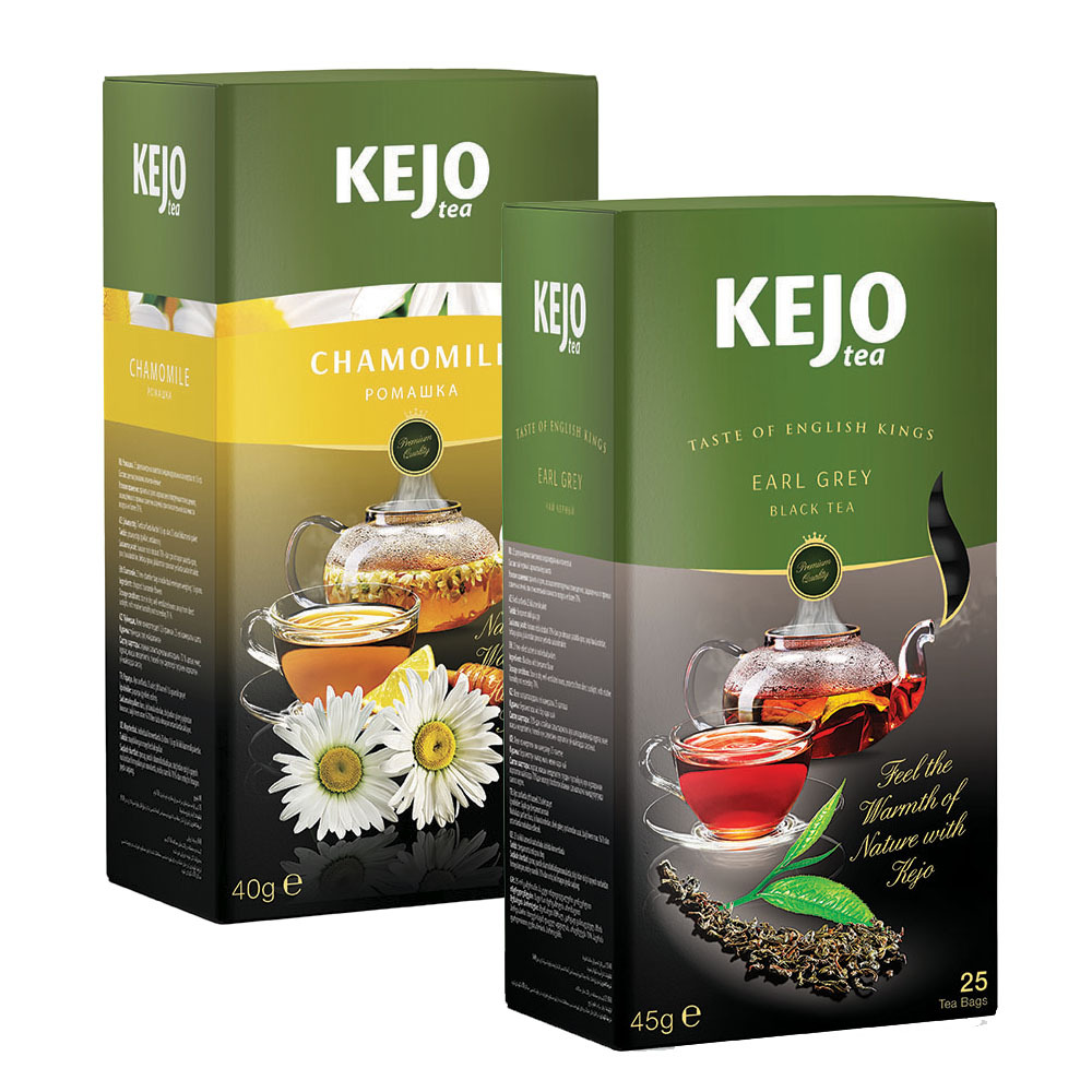 

Набор чая KEJOfoods Ромашка 25 пакетиков, Эрл Грей черный 25 пакетиков