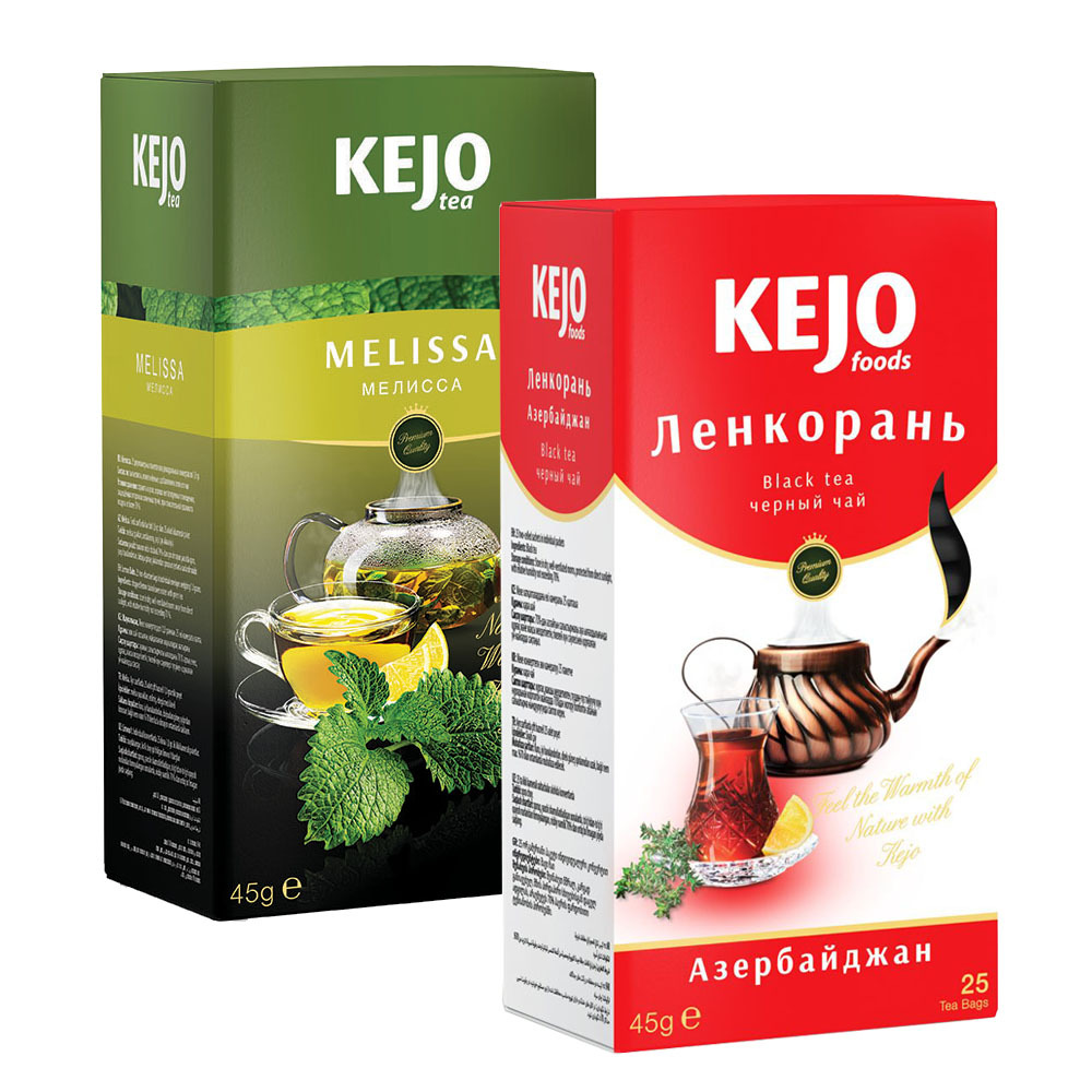 Набор чая KEJOfoods Ленкорань черный 25 пакетиков, Мелисса 25 пакетиков