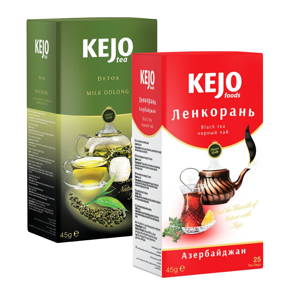 Набор чая KEJOfoods Ленкорань черный 25 пакетиков, Молочный улун 25 пакетиков