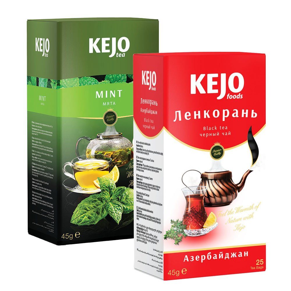 

Набор чая KEJOfoods Ленкорань черный 25 пакетиков, Мята 25 пакетиков