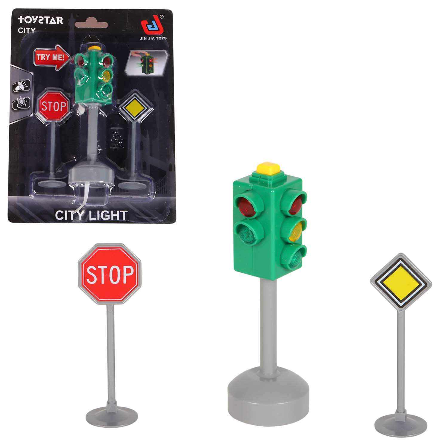 фото Игровой набор jinjia toys светофор на батарейках с дорожными знаками, jb0208951.