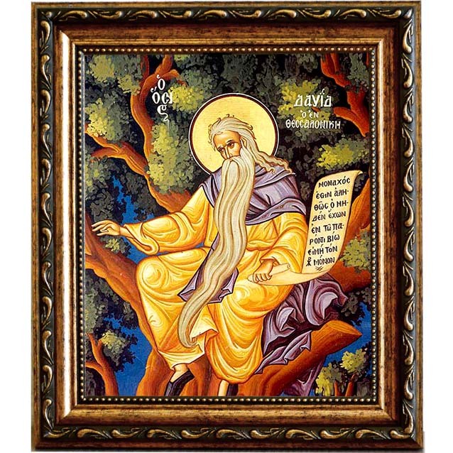 

Давид Солунский (Фессалоникийский) Преподобный, отшельник. Икона на холсте.
