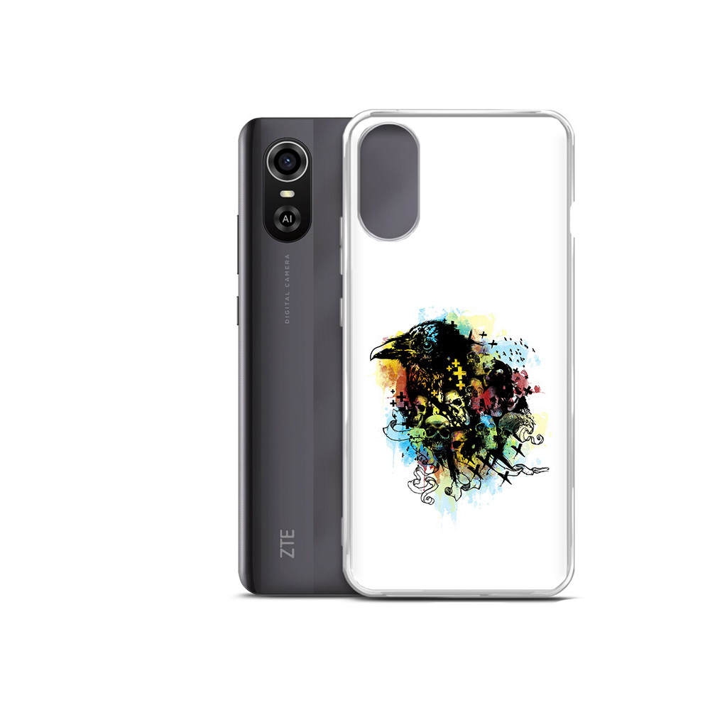 

Чехол MyPads Tocco для ZTE Blade A31 Plus ворон и черепа (PT226943.475.273), Прозрачный, Tocco