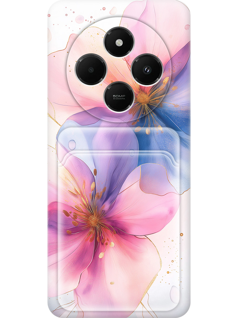 

Силиконовый чехол на Xiaomi Redmi 14C, Poco C75 с принтом с карманом для карты 839421, Прозрачный;белый;розовый;синий, 786715723
