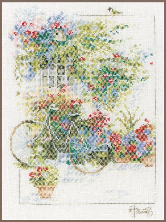фото Набор для вышивания lanarte «цветы и велосипед» pn-0168447