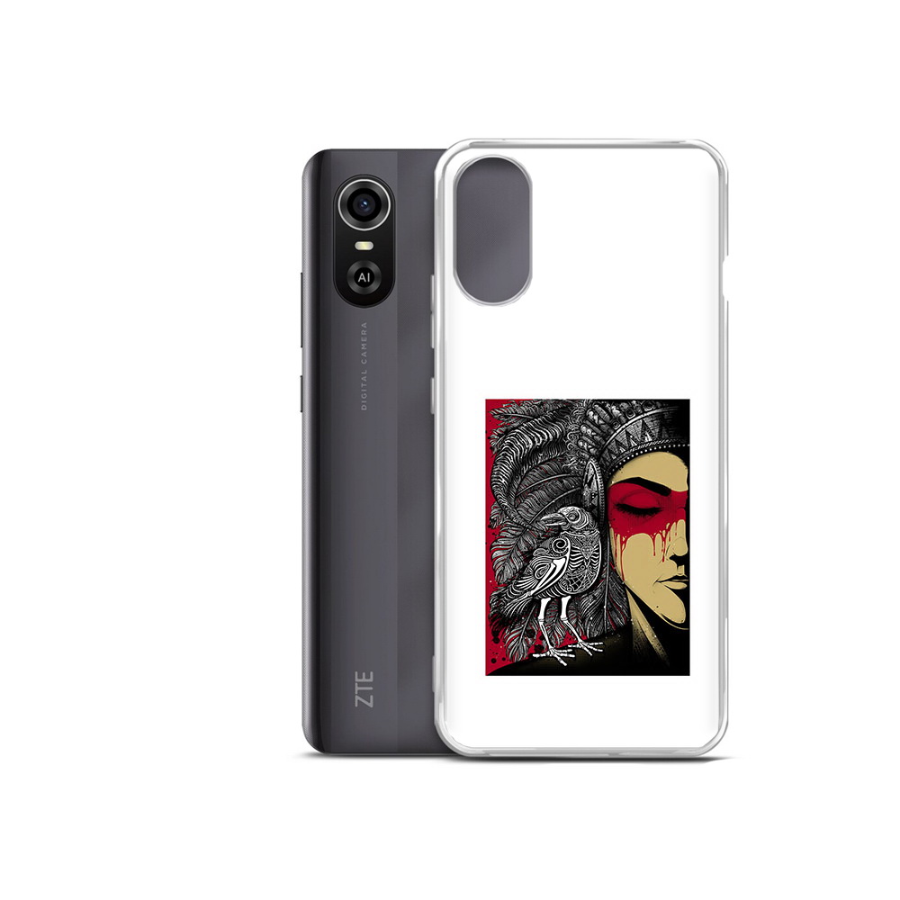 

Чехол MyPads Tocco для ZTE Blade A31 Plus девушка с вороном в абстракции, Прозрачный, Tocco