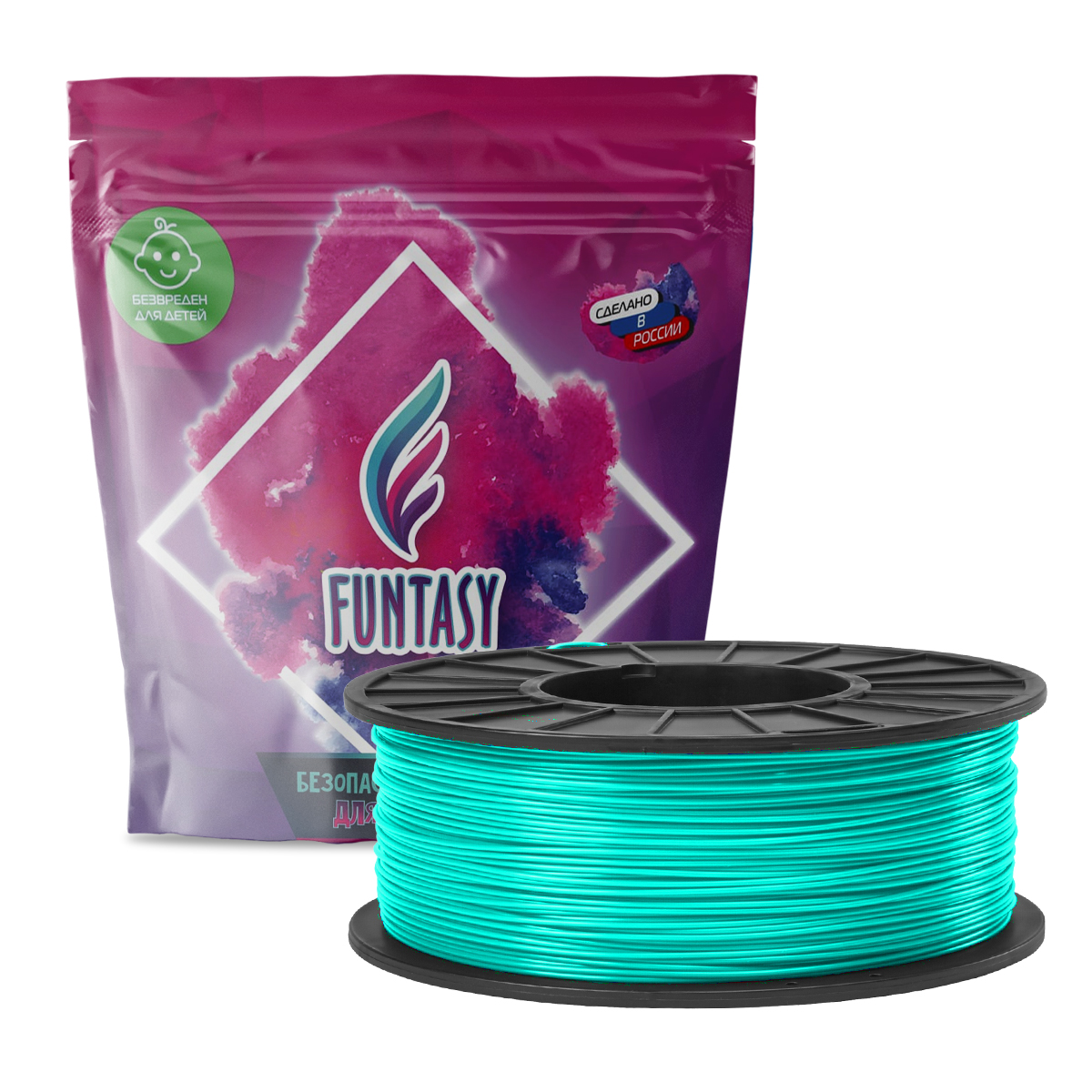 

Пластик в катушке Funtasy (PETG,1.75 мм,1 кг), цвет Бирюзовый, PETG-1KG