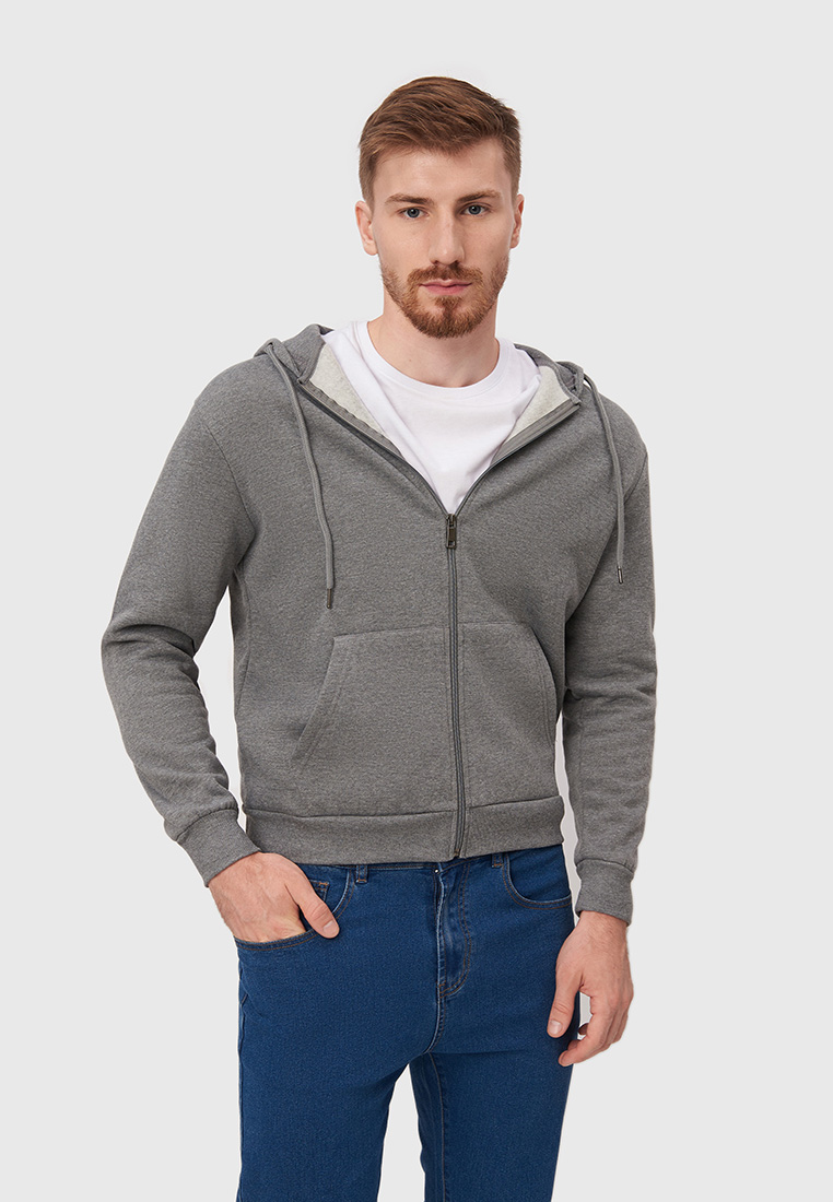 

Толстовка мужская Modis M212M002192GAS серая 46 RU