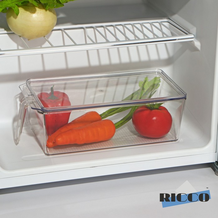 

Контейнер для холодильника с крышкой и ручкой RICCO, 32x14,5x10 см, цвет прозрачный