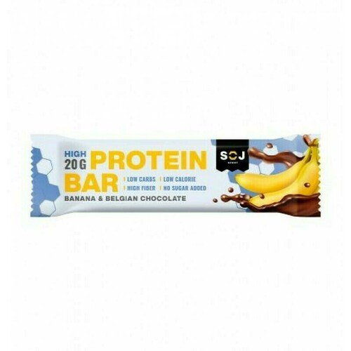 фото Протеиновый батончик protein bar со вкусом банана в молочном шоколаде, без сахара, 50 г soj