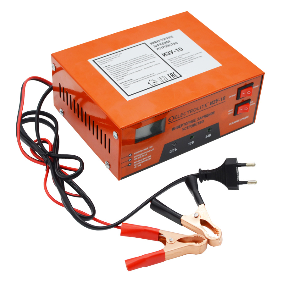фото Автомобильное зарядное устройство для акб electrolite изу-10 инверторное ( 10а, 6-150 ач )