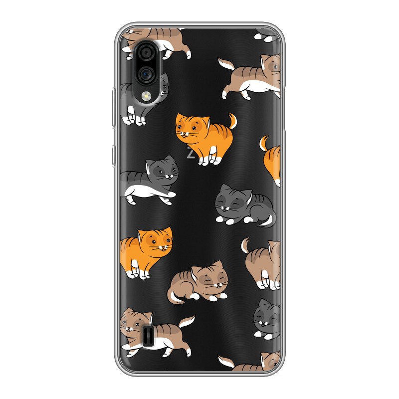 

Полупрозрачный дизайнерский силиконовый чехол для ZTE Blade A5 (2020) Прозрачные котята