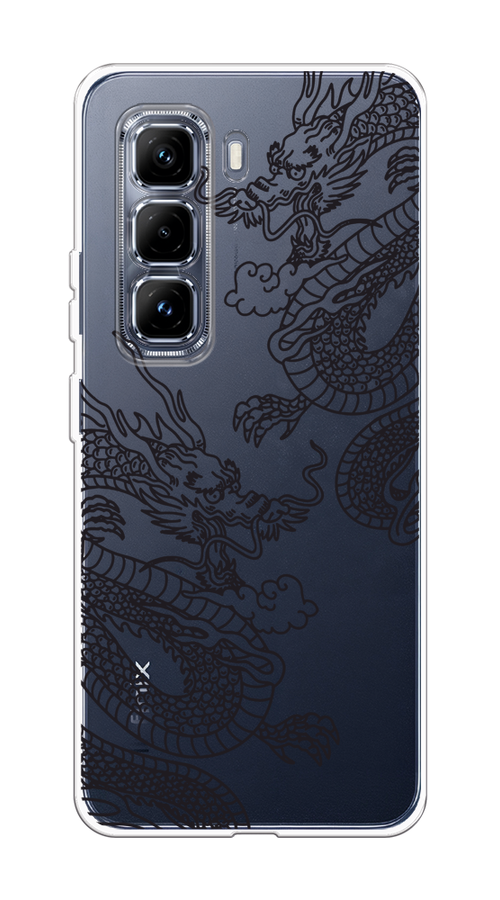 

Чехол на Infinix Hot 50 Pro Plus Два китайских дракона, Серый;черный, 3107050-1
