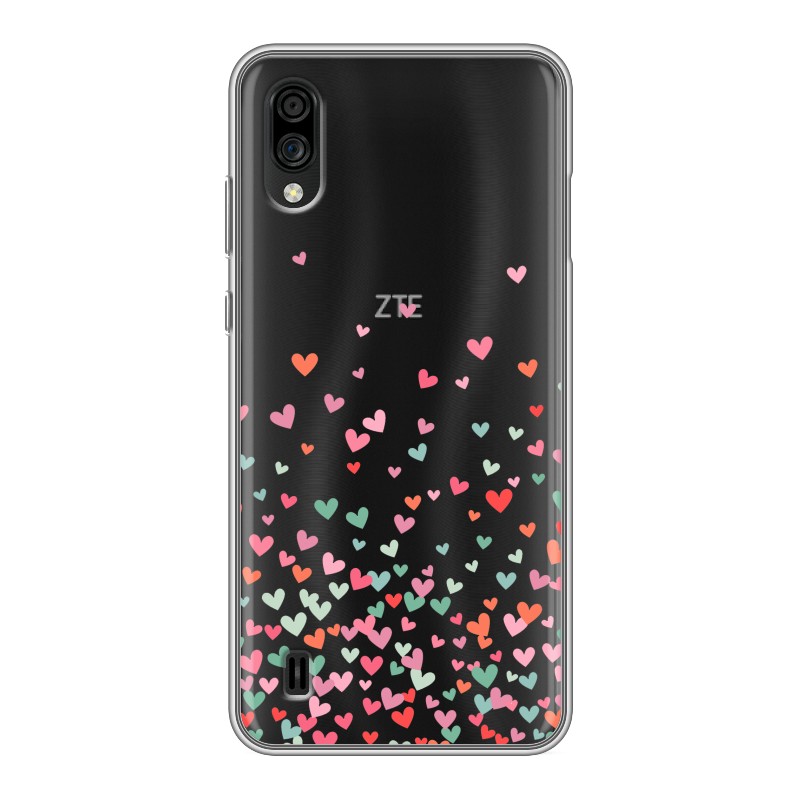 

Полупрозрачный дизайнерский силиконовый чехол для ZTE Blade A5 (2020) Прозрачные сердечки