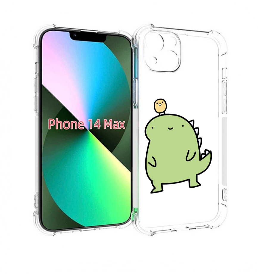 

Чехол MyPads зеленый-динозаврик детский для iPhone 14 Plus (6.7), Прозрачный, Tocco