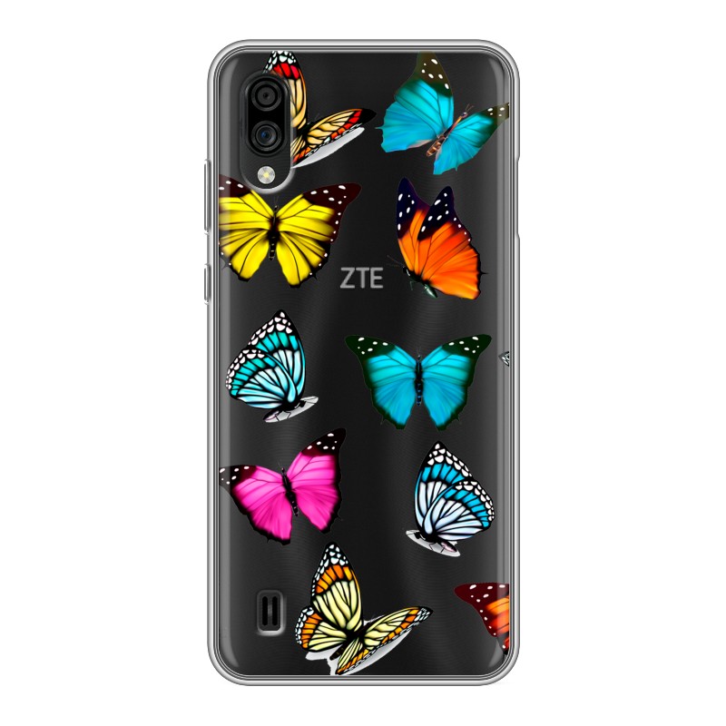 

Полупрозрачный дизайнерский силиконовый чехол для ZTE Blade A5 (2020) прозрачные Бабочки