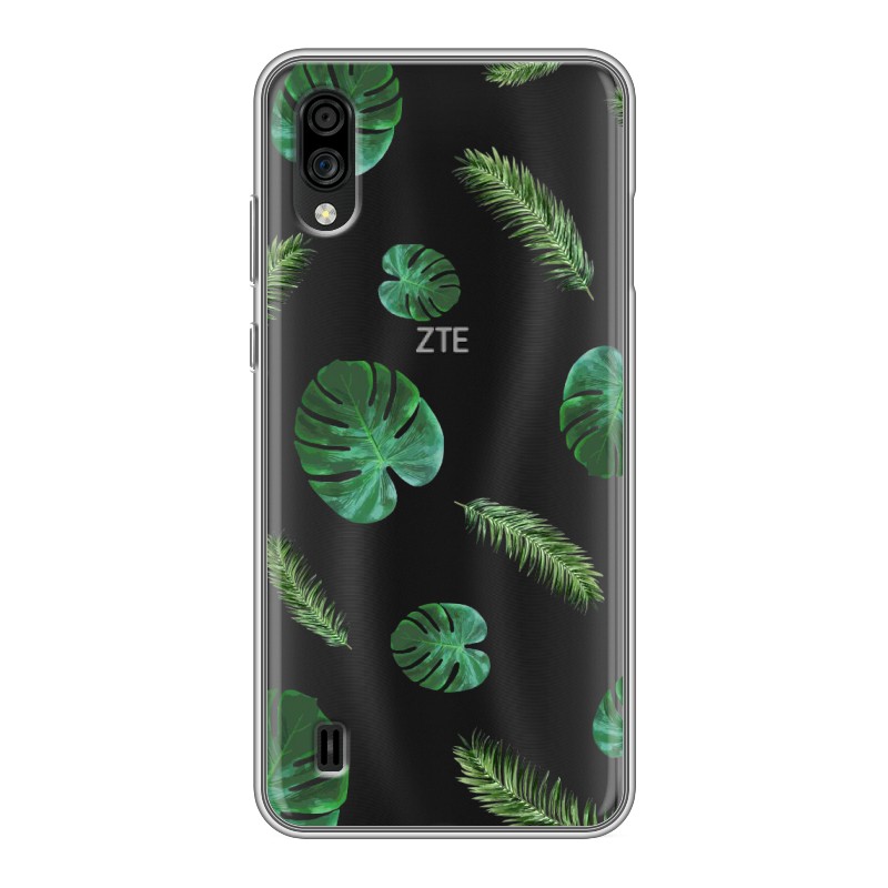 

Полупрозрачный силиконовый чехол для ZTE Blade A5 (2020) Зеленые листья паттерн