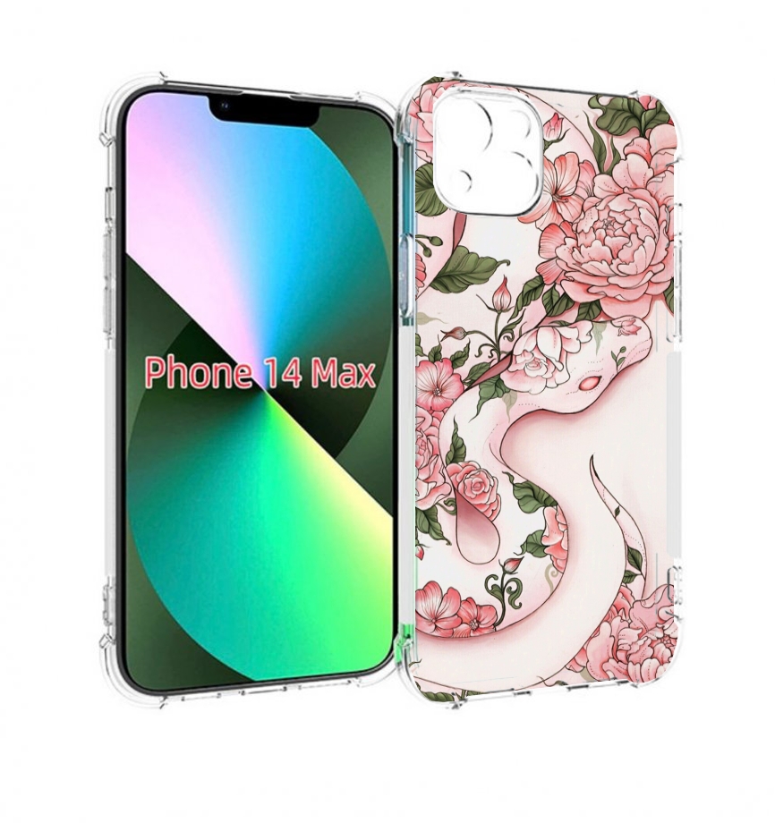 

Чехол MyPads змея-в-розовых-цветах женский для iPhone 14 Plus (6.7), Прозрачный, Tocco