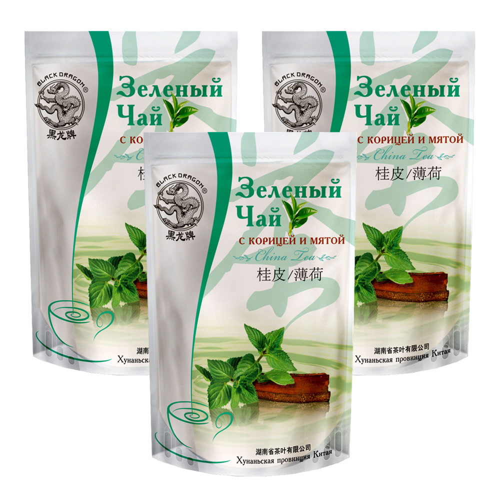 

Чай зеленый Черный Дракон Корица и мята 100 г 3 шт